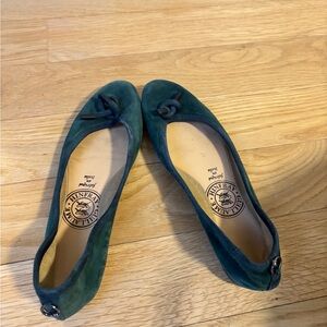 Fratelli Rossetti Teal Green Suede Bow Ballet Flats